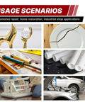 Usage scenarios collage for Instant Bonding Adhesive Repair Kit 4 Piece Set With Two Glue Bottles And Plastic Metal Reinforcing Powders