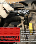 Mechanic using 32 Piece Torx Bit Socket Set With Female External Sockets, 14 Star Bits T8 To T70 And 13 E-Torx Sockets on engine