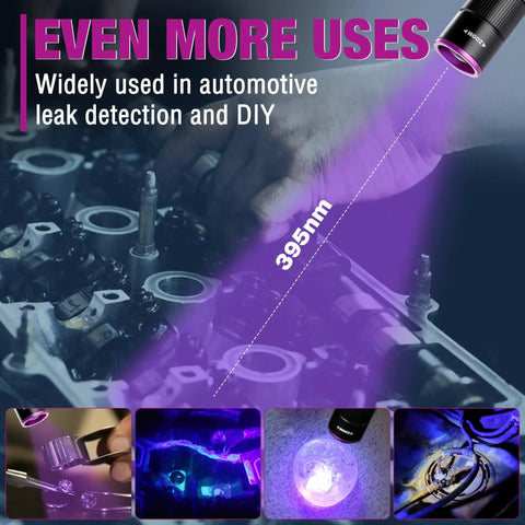 Rechargeable Pen Flashlight With UV And White Light 395nm Black Light Pen used in automotive leak detection and DIY