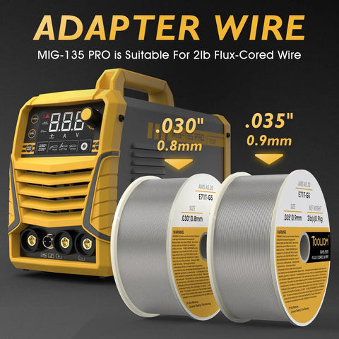 Gasless Flux Core MIG Welder 3 In 1 With MIG Stick And Lift TIG Capabilities 110V DC Inverter LCD Display 135A Output with adapter wire