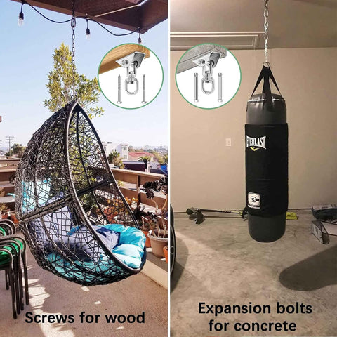 Heavy Duty 360 Degree Swing Hanger Kit For Wooden And Concrete Sets 304 Stainless Steel 1000 Pound Capacity 2 Pack seen in outdoor and indoor installations