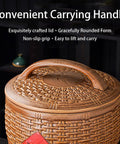 Top Shelf Ceramic Rice Storage Jar With Airtight Lid Chinese Design Grain Dispenser For Beans Coffee Tea Built Different Kitchen Organization Bucket Keeps Eats Fresh top view showing convenient carrying handle and textured lid