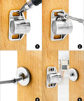 Installation of Eight To Nine Pound Magnetic Door Latch Kit For Cabinets Eight Pack Silver Zinc Alloy Magnets with screws