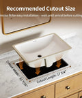 Top Shelf Undermount Bathroom Sink White Rectangle Basin With Overflow Drain Glazed Ceramic Finish For Modern Bar Vanity Fresh Look And No Sweat Setup Today showing recommended cutout size for installation.