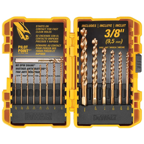 DEWALT 100-piece screwdriver and drill bit set in yellow case with impact driver bits