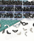 Top Notch 125PC Carbon Steel White Zinc Butterfly Wing Nuts Assortment Kit With Six Metric Sizes M3 Through M10 in black and silver.