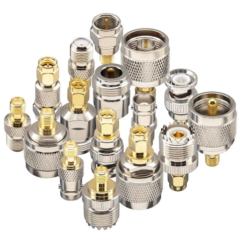 16-Piece SMA Adapter Kit With Gold-Plated Brass RF Connectors SMA To BNC N F UHF PL259 SO239 Coaxial Adapters For RTL-SDR Dongles