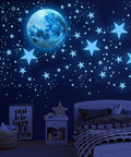 Ceiling Stars And Moon Glow In The Dark Wall Decals For Kids Cozy Nursery Bedroom Living Room Create A Real Night Sky Look
