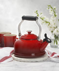 Cerise Enamel On Steel Whistling Tea Kettle, 1.7 Qt Go-To Stovetop Essential With Quick Boil, Nonreactive Finish Resists Rust And Stains