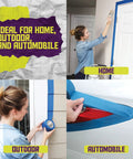 Image showing Blue Painters Tape 2 Inch Wide Pack Of 24 Residue Free UV Resistant Masking Tape For Sharp Clean Lines On Walls Indoors Or Outdoors 4320 Feet Total Pro Grade Long Lasting Surface Safe, used on door frame, siding, and car light.