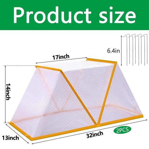 2 Pack Foldable Garden Row Cover With Net Cage Guards For Raised Beds 32 By 13 By 14 Inches Plant Protector Greenhouse Net Shields Veggies And Fruit From Animals Breathable Ventilation And Sunlight Access
