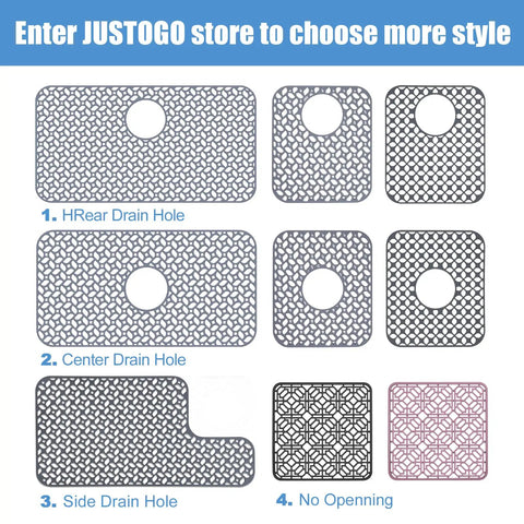 Silicone Kitchen Sink Mat With Raised Feet For Left And Right Drains, Non Slip Heat Resistant Grid Protector options 28.2x14.2 in