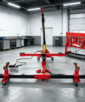 Auto Body Frame Straightener With 3 Ton Air Jack, Frame Puller for sedans, SUVs, trucks, vans in workshop setting