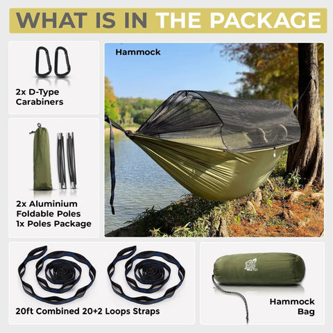 Camping Hammock With Mosquito Net Tent Like Portable Outdoor Hammock For One To Two People with accessories and storage bag