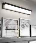 32.3 Inch Modern Rectangle Black Matte LED Vanity Light Over Mirror Bar 4000K Daylight Wall Sconce For Bathroom above framed photos