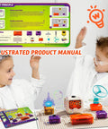Awesome Hands On Science Kit For Kids With 177 Plus Projects Circuit Exploration Set with kids exploring circuit board.