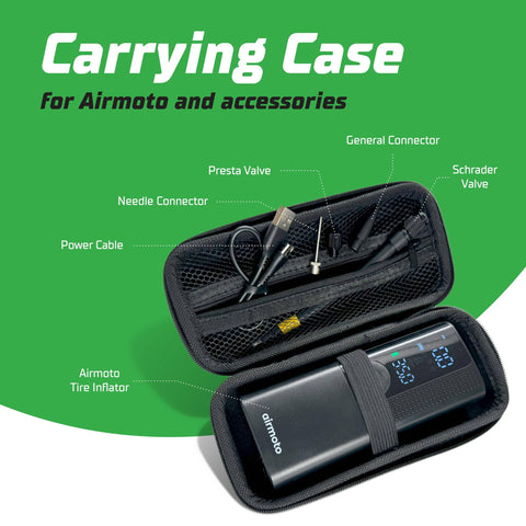 Portable Cordless Tire Inflator With Hard Case Bundle Quick Accurate Air Pump For Car Truck SUV Motorcycle And Bicycle 120 PSI Gauge Compact Air Compressor With Carrying Case open with accessories