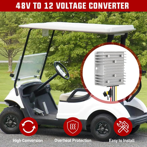 Beefy 48V To 12V Converter 240W 20A Waterproof Regulator Step Down To 12V DC Power Supply Module For Golf Carts shown installed