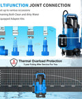 High Flow 4300GPH Submersible Sump Pump With Float Switch diagram and specs