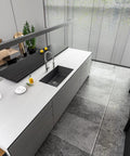 Modern kitchen with Undermount Single Bowl Kitchen Sink 32 By 19 By 10 Inches, 18 Gauge 304 Stainless Steel With Black Finish