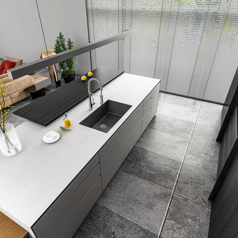 Modern kitchen with Undermount Single Bowl Kitchen Sink 32 By 19 By 10 Inches, 18 Gauge 304 Stainless Steel With Black Finish