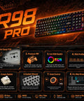 Your Legit Top Shelf 98 Key Gasket Mount Mechanical Keyboard With Numpad And Volume Knob showing RGB backlit keys and features.