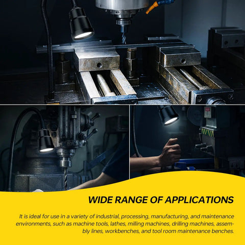9W Aluminum Alloy Flexible Machine Light With 900 Lumens Magnetic Base Work Lamp for lathe and milling machine applications