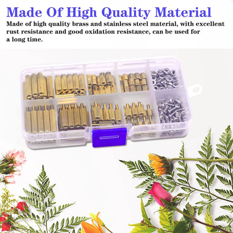 Top Shelf 280 Pcs M2.5 Motherboard Standoffs And Premium Brass Screws Kit, organized in a clear storage box.