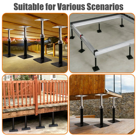 8 Pcs Adjustable Floor Jacks For Leveling And Sag Repair, Height Range 11 To 16 Inches, 5000 Lb Load Capacity, installed in various scenarios