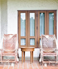 4 Pack Outdoor Clear Plastic Chair Covers Waterproof Dust Proof Fits Chairs Sofas Couches and Recliners 37 x 30 x 30 Inches Protection for Furniture Moving and Storage shown covering two patio chairs.