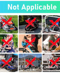 Grid of images showing items not supported by 12V 15Ah LiFePO4 Battery With 3000 Plus Deep Cycles; red crosses over lawn mower, motorcycle, etc.