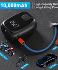 Fast Inflation Portable Tire Inflator With Auto Shut Off And LED Display For Car Motorcycle Bike And Sports Ball USB Rechargeable Compact Air Pump
