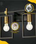 Close-up view of 4 Light Bathroom Vanity Fixture With Black And Brass Finish 36 Inch Industrial Wall Mount Vanity Lighting Over Mirror For Bath Restroom Or Kitchen Farmhouse Modern Rustic Style, featuring E26 base and safe wiring.