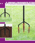 Three-prong grounded stake detail of Six Pack 24 Oz Outdoor Garden Torch Set With 55 Inch Citronella Metal Torches And 3 Prong Grounded Stakes.