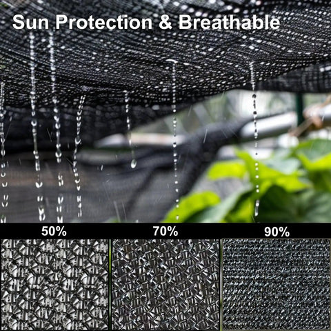 6x6.5 Ft Shade Cloth 50 Percent Sun Blocking Mesh With Grommets For Garden Patio Greenhouse Outdoor Plants Chicken Coop Black HDPE
