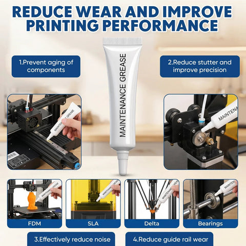 MTLEE maintenance grease, 2-pack 10g tubes, white lubricant for 3D printer gears and guide rails