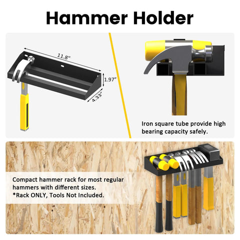 Wall Mounted Tool Rack Set 4 Pack Handy Screwdriver Organizer, Pliers Holder And Hammer Rack With Metal Hardware Tray