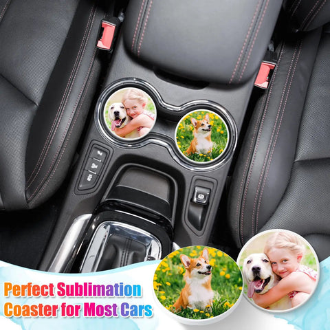 72 Pieces Sublimation Coaster Blanks With Cork Pads White Ceramic Tiles For Heat Transfer DIY in car cup holders with photos