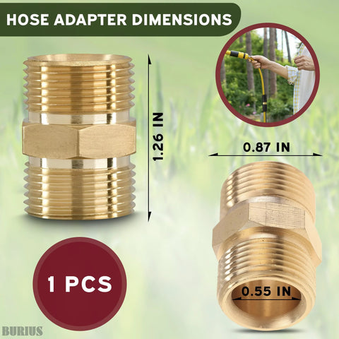 Front view of brass M22 pressure washer hose connector with quick-connect, no-leak design, 1 piece