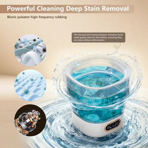 20 Liter Portable Washing Machine Delivering No Sweat Performance And Sweet Compact Build Coupled With Fast Spin Dryer Cycle For Modern Apartments And Delicates with water and bubbles.