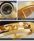 Close-up of 5 Light Metal Rectangle Chandelier with E26 base, imitation wood grain finish, showing lamp body details.