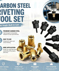 Six Size Rivet Nut Tool Kit With Manual Rivet Gun Heads M3 To M10 Includes Sixty Rivet Nuts For Panels Brackets And Metal Sheets A Handy All In One Fastening Kit For DIY Auto And Workshop, carbon steel set with rivet nuts and heads