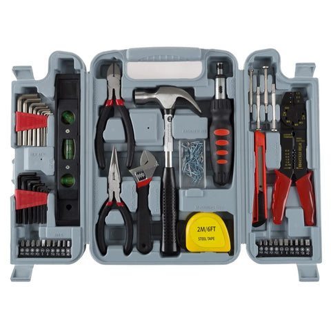 Must-Have 130-Piece Tool Set For Home Improvement With Hammer, Wrenches, Screwdrivers, Pliers And More In A Sturdy Plastic Toolbox For DIY Projects, Furniture Assembly, And Everyday Home Repairs