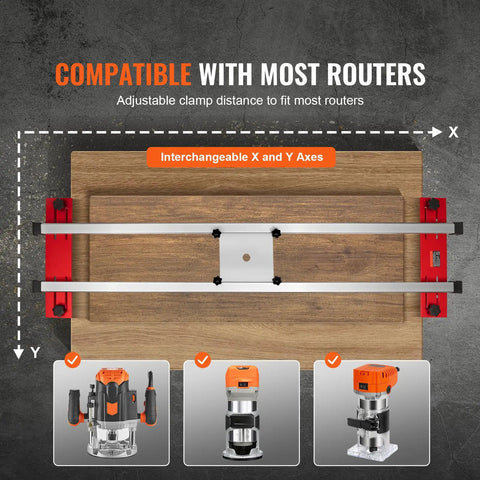 Top view of Router Sled 60 Inches Portable And Adjustable Slab Flattening Jig showing interchangeable X and Y axes.