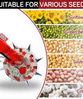 Hand Push Roller Seeder Manual Seeder Machine with images of sunflowers, green beans, corn, soybean, peanut, cotton, planting guide.