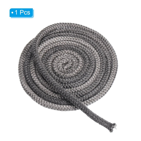 Coiled braided graphite-fiberglass wood stove gasket rope, 3/8x118 in, black