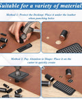 Leather Circle Cutter Tool Set 16 Piece Circle Punch Kit 1mm To 15mm in use on leather with grid mat and high-carbon steel dies