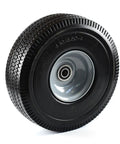 Heavy Duty Solid Rubber Flat Free Tubeless Hand Truck Tire Wheel For Carts And Dollies, A Real Workhorse, 10 X 3.5 Inches, 4.10/3.50-4 Tire, 2-1/4 Inch Offset Hub, 5/8 Inch Bearing, Black And Grey, 350 Lb Load Capacity