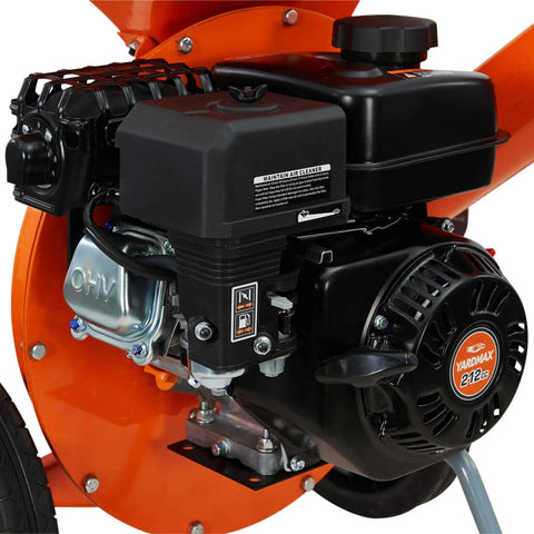 Close-up of the engine on 2 In 1 Wood Chipper And Shredder YW6065 With All Steel Construction Direct Drive Kohler 2000 Series Power
