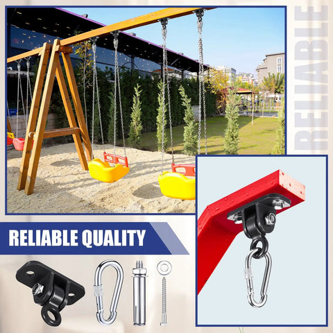Six Pack Heavy Duty Swing Hangers Set With Locking Hooks Screws Bolts and Washers for Porch Patio Indoor Outdoor Swings Gym Rings Yoga Swings 1800 Lb Capacity Black